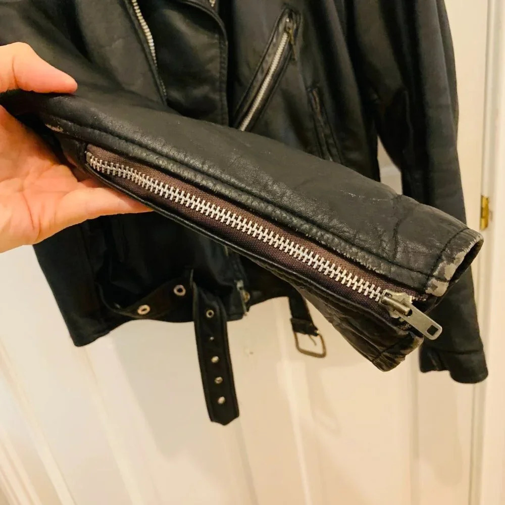 Vintage 90s Leather Biker Jacket Size Medium - Picture 4 of 15